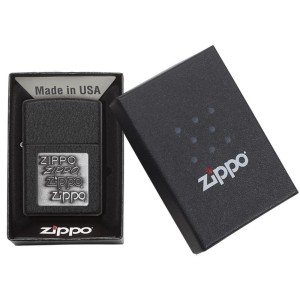 Black Crackle Silver Zippo Logo Windproof Lighter